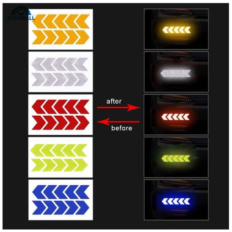 Set 2 decal Nhãn Dán tem Trang Trí mũi tên phản quang cảnh báo an toàn sau đuôi Xe hơi Ô Tô thời trang cho Toyota Vios