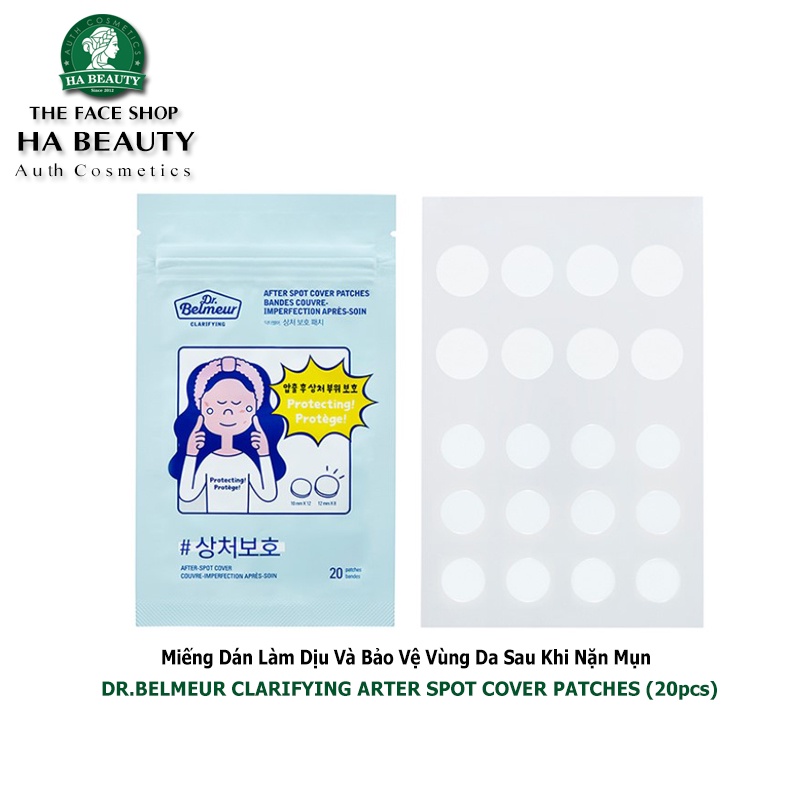 Miếng dán làm dịu bảo vệ vùng da sau khi nặn mụn The Face Shop Dr Belmeur Clarifying After Spot Cover Patches 20pcs