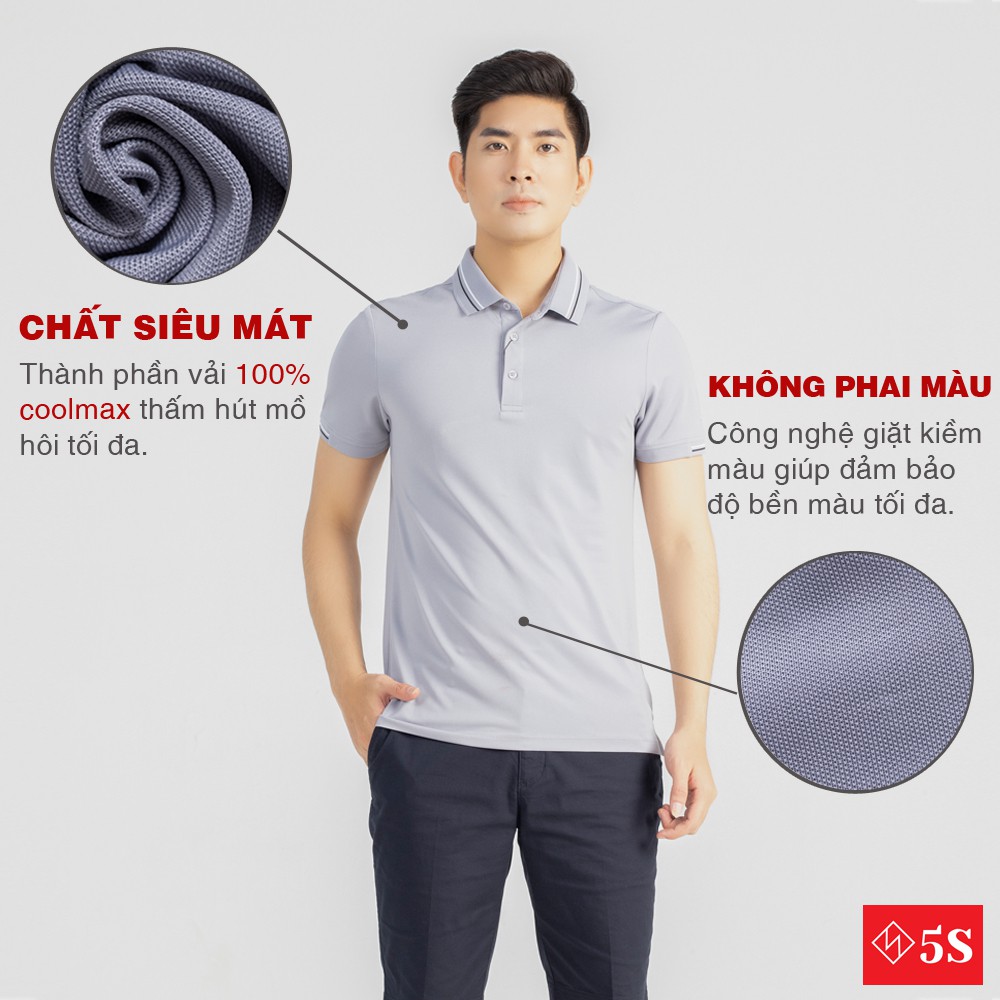 [MUA 2 GIẢM 30K] Áo Thun Nam Polo Tay Ngắn 5S (4 màu), Phom Ôm Vừa Vặn, Chất Vải Mềm Mịn (APC21013-CP1)