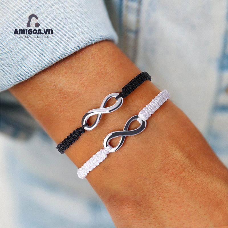 ✨✨1 vòng tay bện dây mặt kim loại khắc số 8 cho cặp đôi