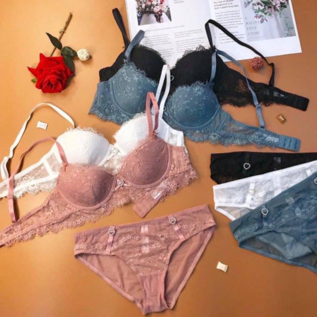 Bộ Đồ Lót Không Mút Ren siêu Êm Ôm Và Nâng Ngực Tốt