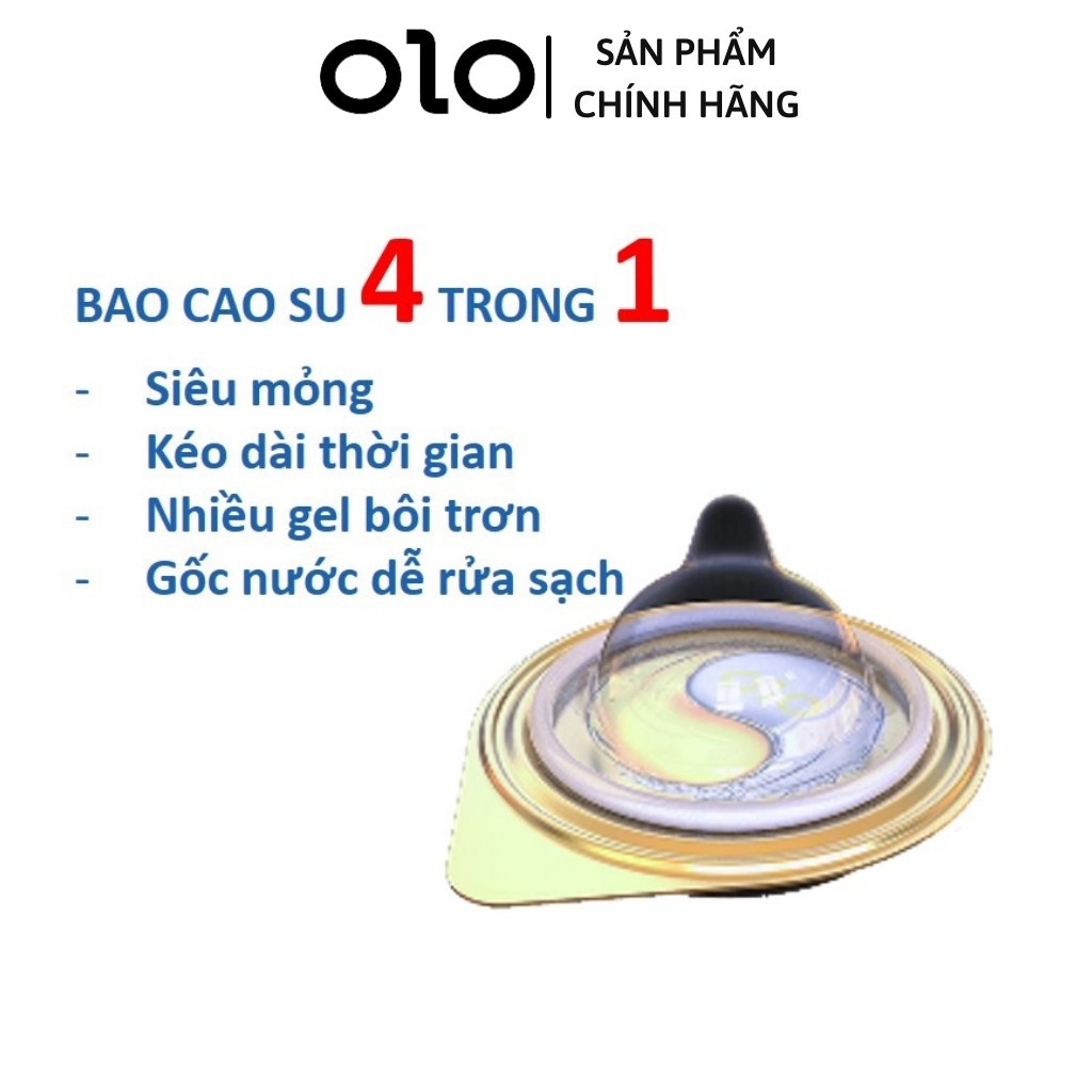 Bao cao su OIO 0.01 vàng lửa băng, nhiều gel bôi trơn, cảm giác mới lạ - Hộp 10 cái - NinaGen