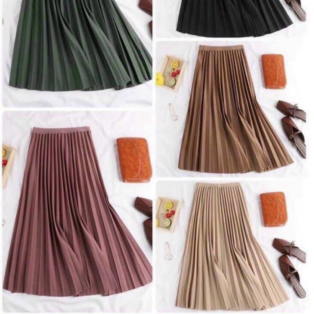 Chân váy xếp ly to Hàn Quốc dài qua gối sang chảnh | BigBuy360 - bigbuy360.vn