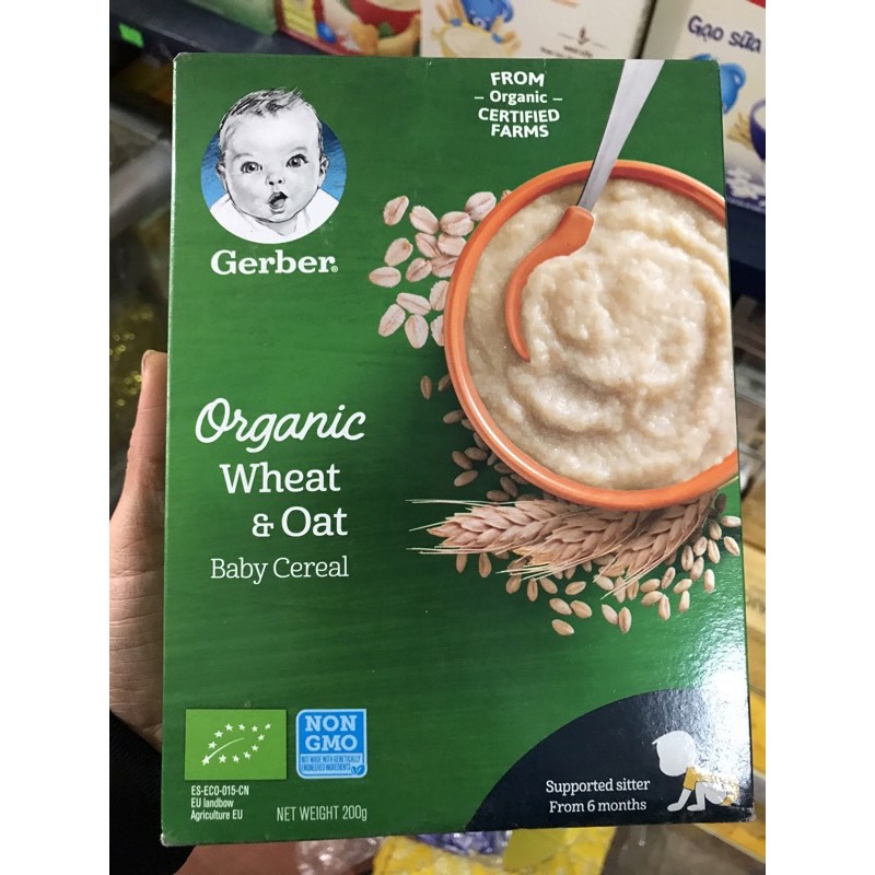 Bột Gerber Oganic Vị Lúa mì và Yến Mạch