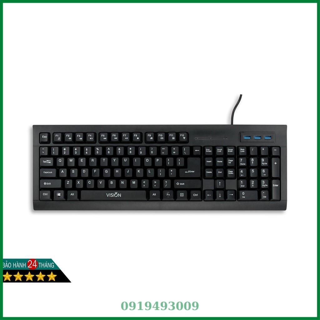 K049 Bàn Phím Có Dây Vision GM-145 tích hợp 3 cổng USB + Multimedia, sale lớn