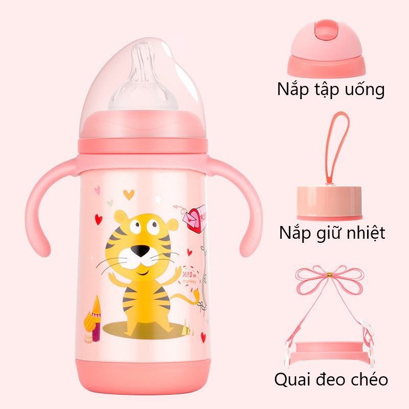 BÌnh sữa, bình nước giữ nhiệt Reizbaby 300ml chất liệu inox 304 - TIMIKID