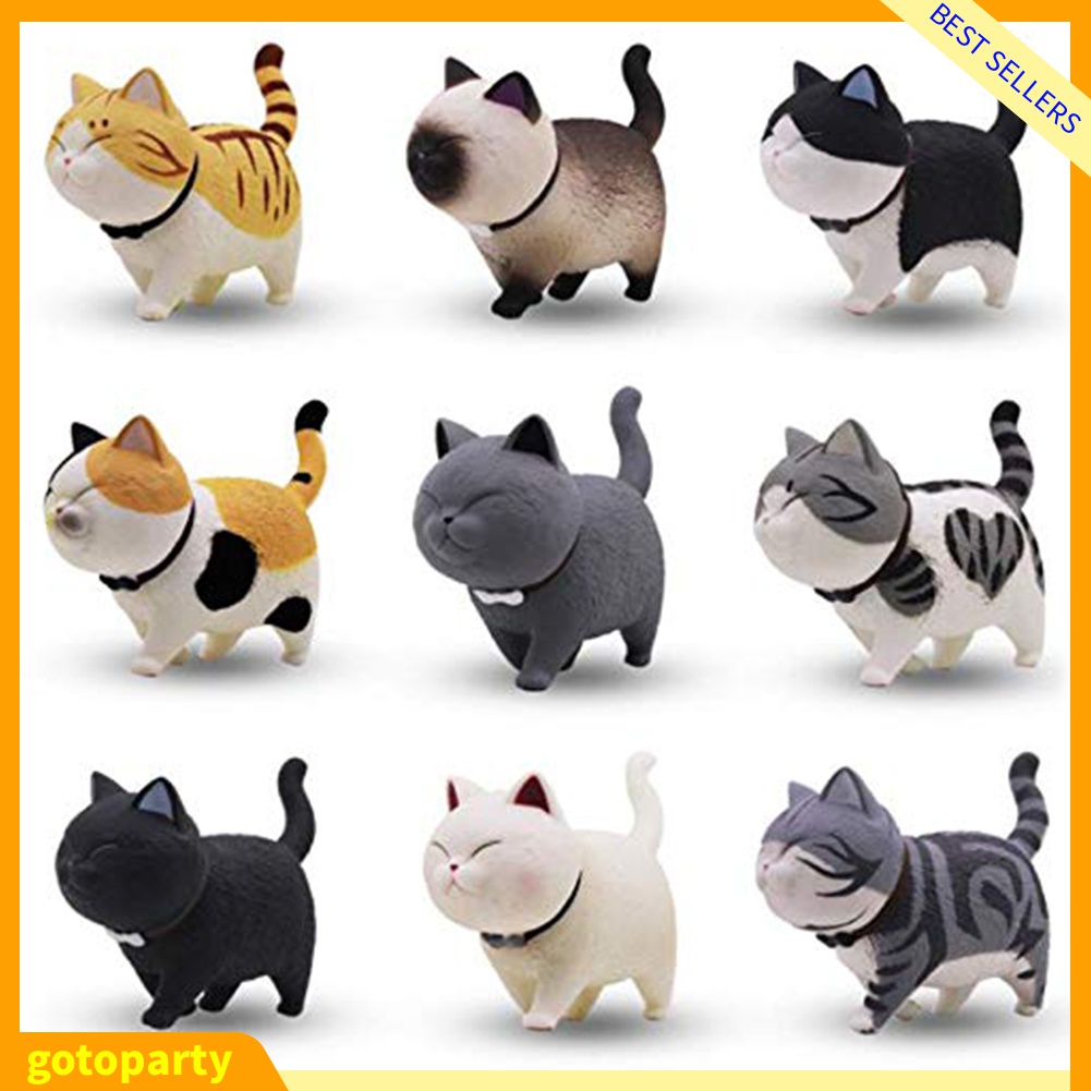 Set 9 Mô Hình Mèo Xoay Tròn Dễ Thương Trang Trí Nhà Cửa