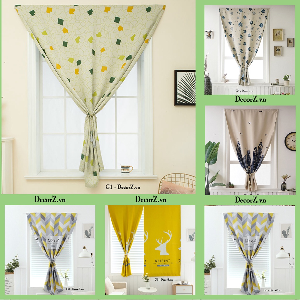 Rèm cửa sổ phòng ngủ chống nắng cao cấp, màn vải treo tường trang trí decor cửa chính
