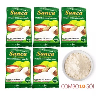 [Combo 10 gói] Bột cốt dừa hoà tan Sanca 50g