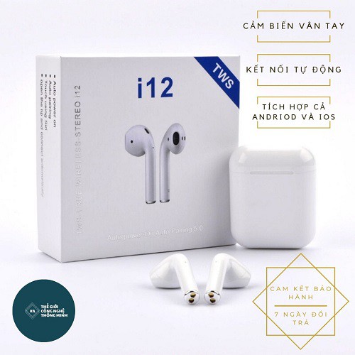 👉𝑪𝑨̉𝑴 𝑩𝑰𝑬̂́𝑵 𝑽𝑨̂𝑵 𝑻𝑨𝒀 👉 Tai Nghe Bluetooth 5.0 i12 TWS - Chất Âm Êm, Trong Trẻm Thời Lương Pin Tốt, Sang Trọng