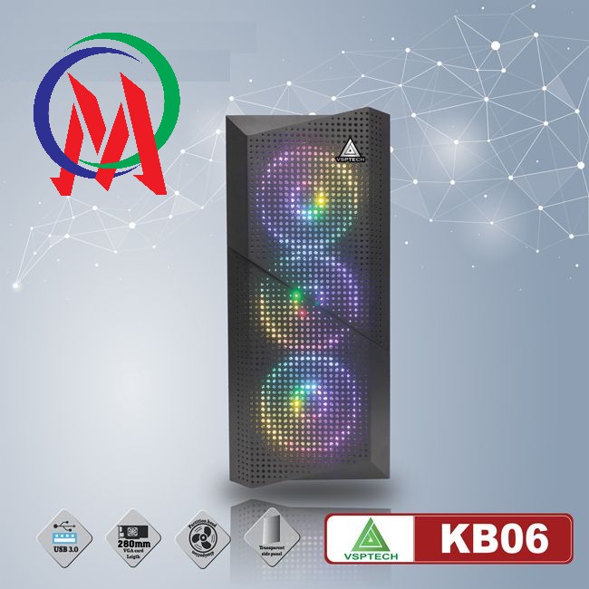 [Mã 159ELSALE hoàn 7% đơn 300K] Vỏ Case Máy tính VSP KB06 (Mid Tower/Màu Đen), Hỗ trợ khả năng làm mát tối đa