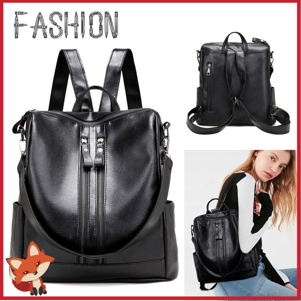 Ba Lô Da PU Đa Năng Sức Chứa Lớn Có Hai Khóa Kéo Thời Trang