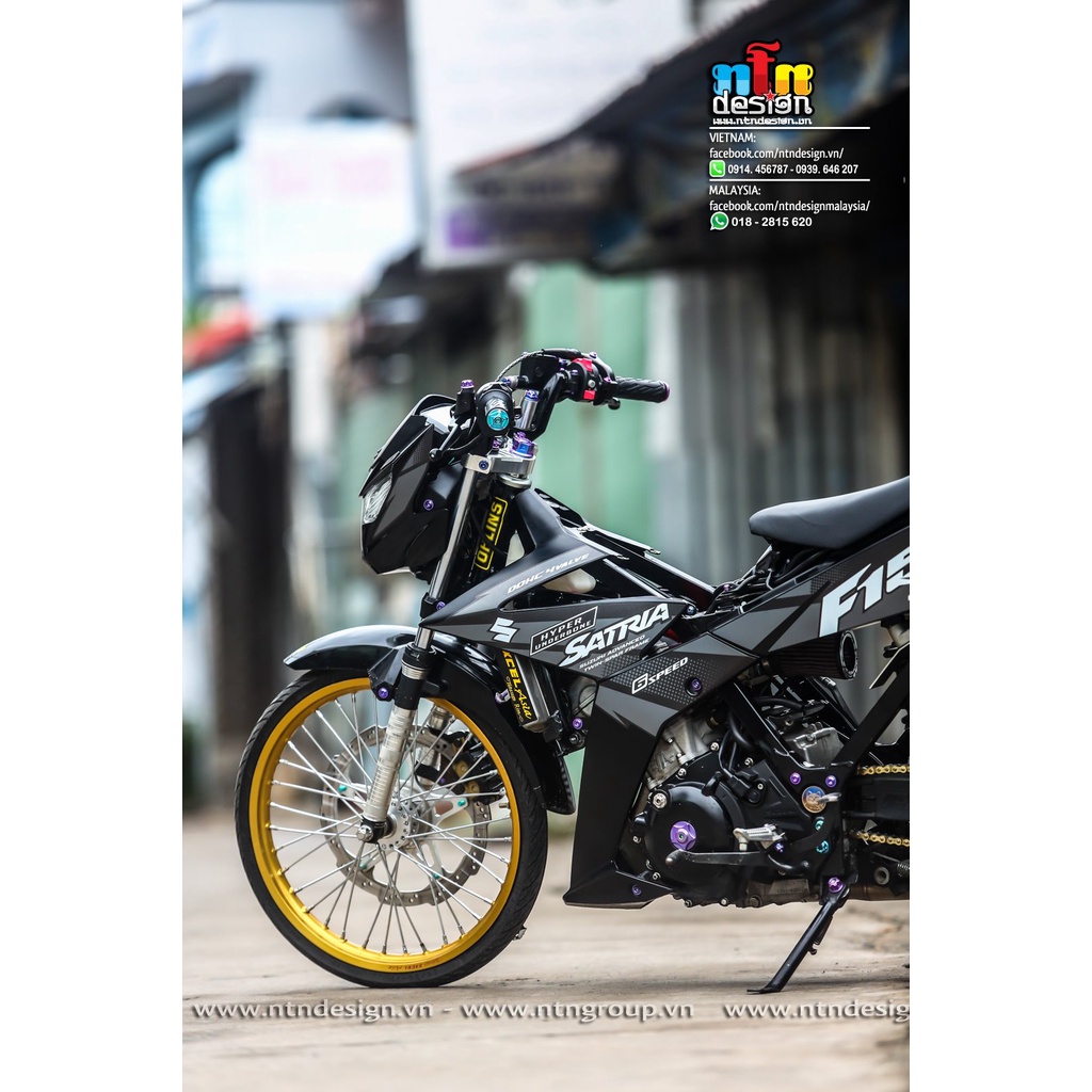 Tem Decal Rời Dán Xe Raider FI Mẫu Zin 2018 Xám Đen Cực Đẹp, Hàng 3 Lớp Chất Lượng Cao