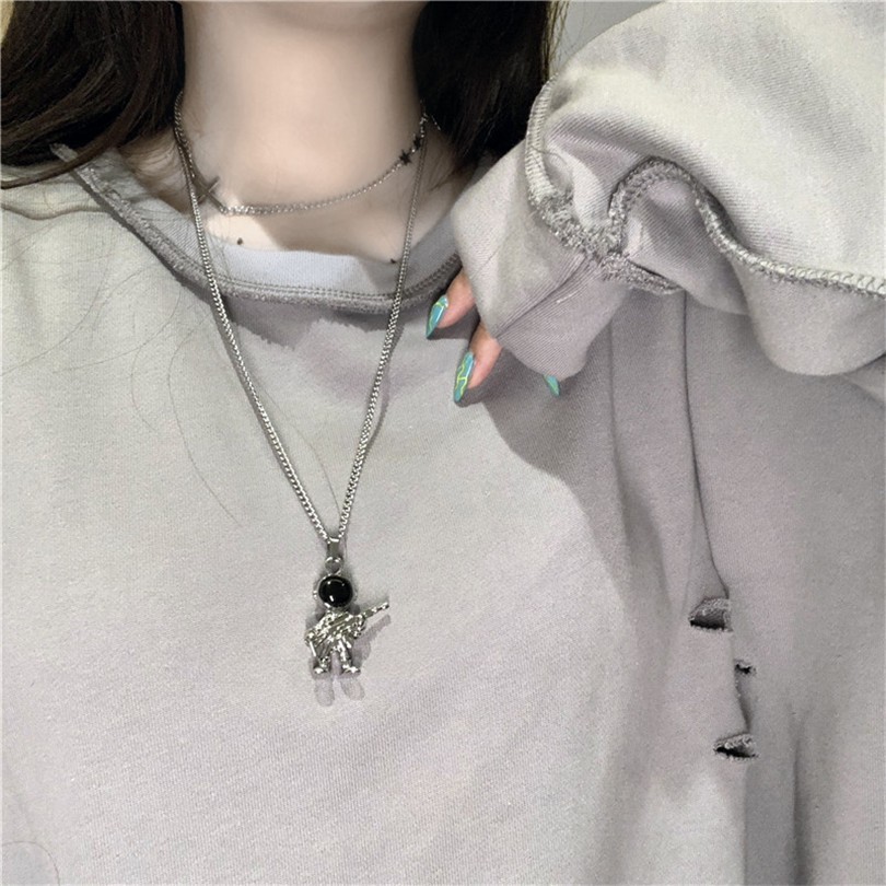 [Spot] Dây Chuyền Mặt Hình Phi Hành Gia Phong Cách Hip Hop Hàn Quốc 12983