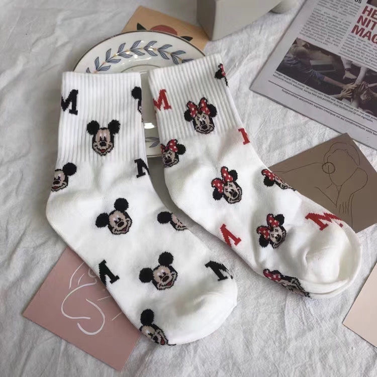 Vớ Thể Thao Cổ Cao Vừa Phải In Hình Chuột Mickey Đáng Yêu Cho Bé