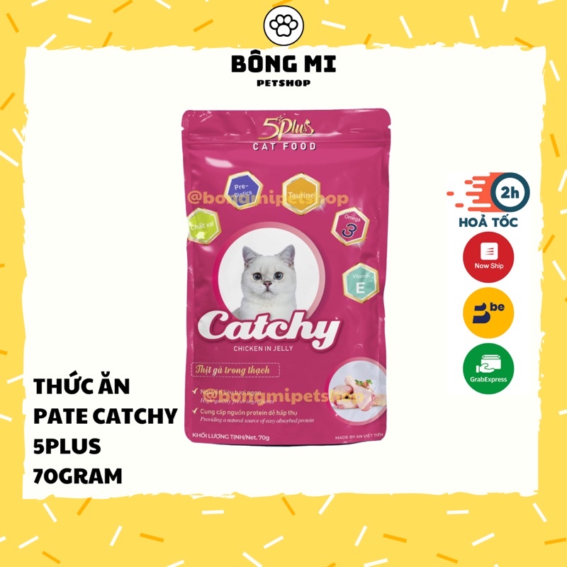 Pate cho mèo Catchy 5Plus gói 70g nhiều vị cá, tôm, gà [Bông Mi]