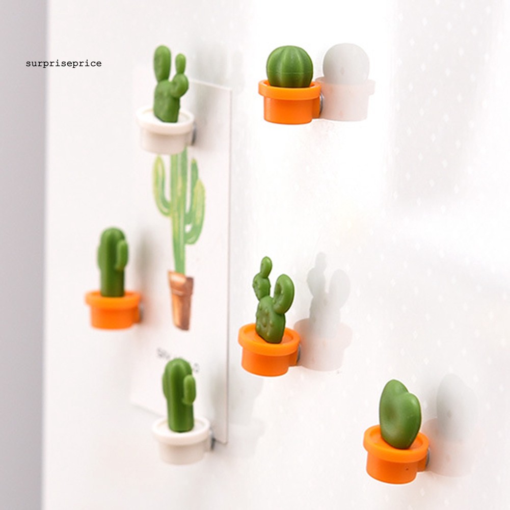 Set 6 sticker gắn tủ lạnh trang trí hình cây xương rồng diy dễ thương chất lượng cao