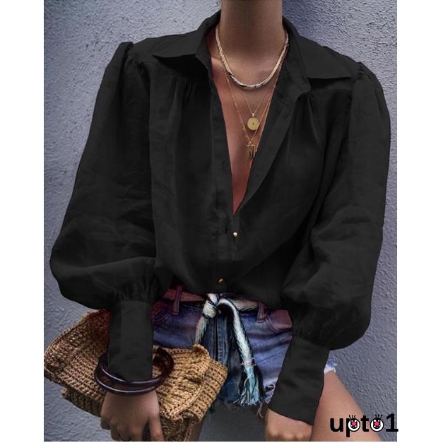 ☀Sun❤2019 New Fashion Women´s Office Button Shirt Clothing Long Sleeve Blouse Sexy V-neck Tops Shirt | BigBuy360 - bigbuy360.vn