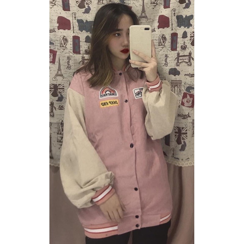 Áo Khoác Nhung Tăm Thêu Chữ CHOOSE ❤ Áo BomBer Bóng Chày Nam Nữ Phong Cách Hàn Quốc(Hàng Sẵn, Ảnh Thật)