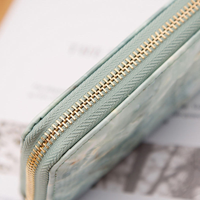 Ví Dài Cầm Tay Bằng Da PU Họa Tiết Cẩm Thạch Cho Nữ