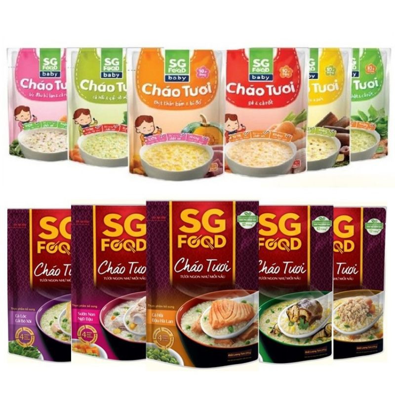 Cháo Tươi SG Food Nhiều Vị Cho Bé Từ 12Tháng - Date Mới