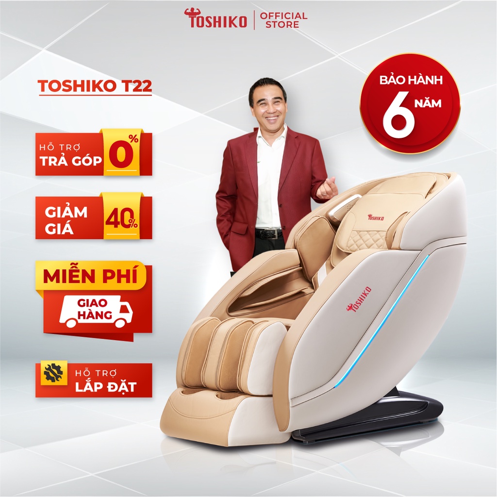Ghế massage trị liệu toàn thân Toshiko T22 bảo hành 6 năm công nghệ điều khiển giọng nói bằng tiếng Việt và con lăn 4D