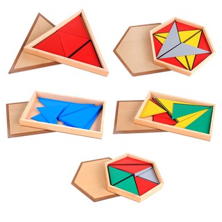 Giáo cụ Montessori - Bộ 5 hộp ghép hình tam giác