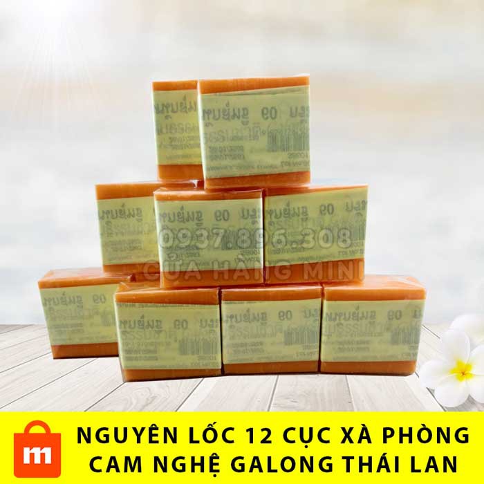 【Cực Rẻ】Lốc 12 Cục Xà Phòng Cam Nghệ Galong Herbal Thailand Lightenning Chuẩn Thái Lan