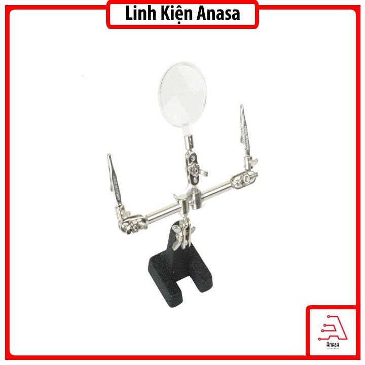 Đế kẹp linh kiện, kẹp mạch hàn (Dụng cụ kẹp linh kiện hàn) kèm kính lúp siêu đỉnh