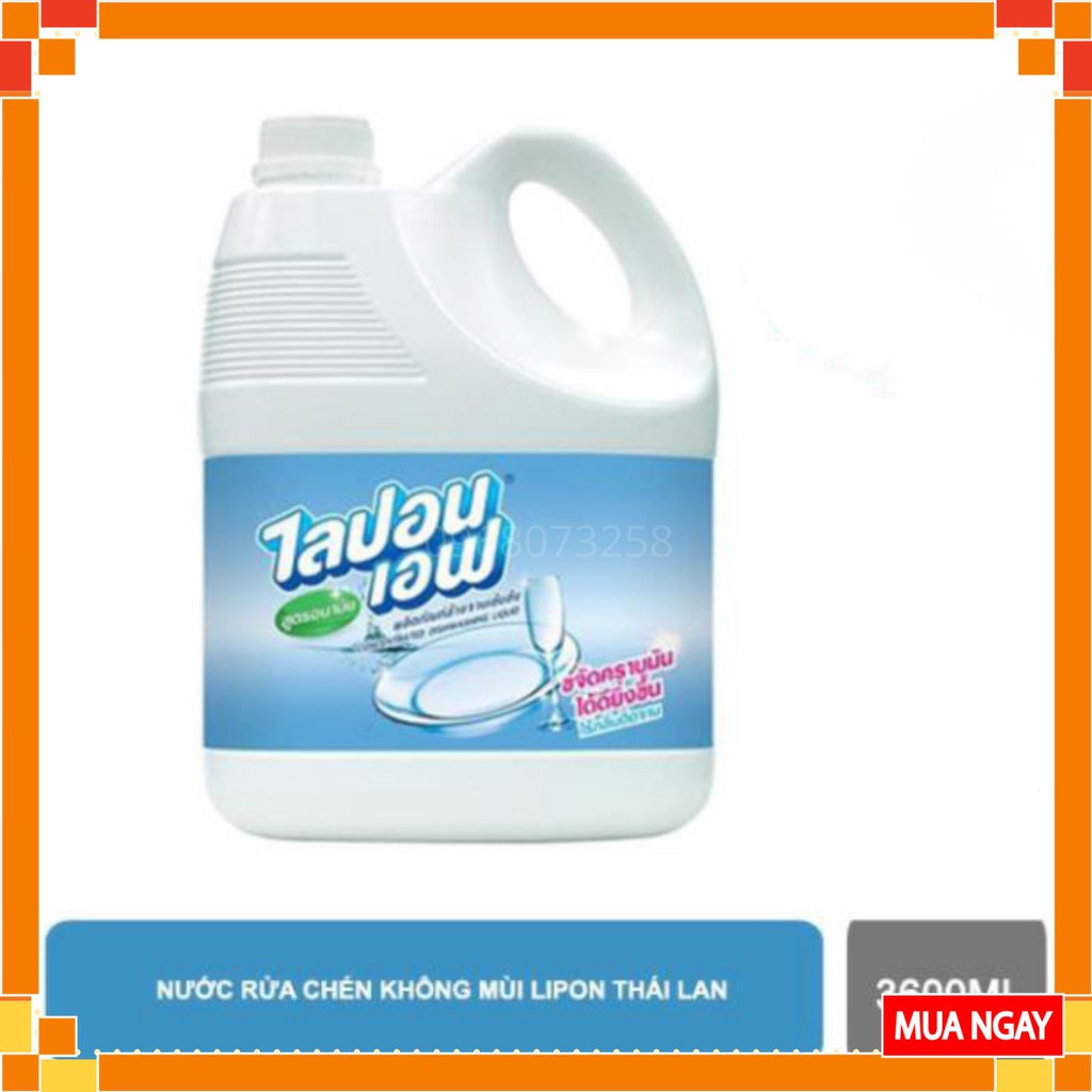 Nước Rửa Chén Lipon Không Mùi 3600ml – Nước Rửa Bát Thái Lan – Dầu Rửa Bát Sạch Dầu Mỡ