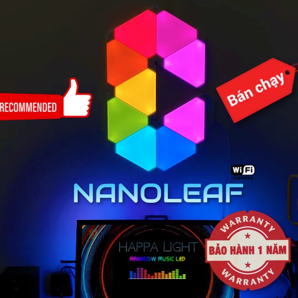 [CHÍNH HÃNG] Đèn Nanoleaf Happa Light lắp ghép, dầy 1cm - 120 hiệu ứng + Đồng bộ màu màn hình + Nháy nhạc cảm biến âm