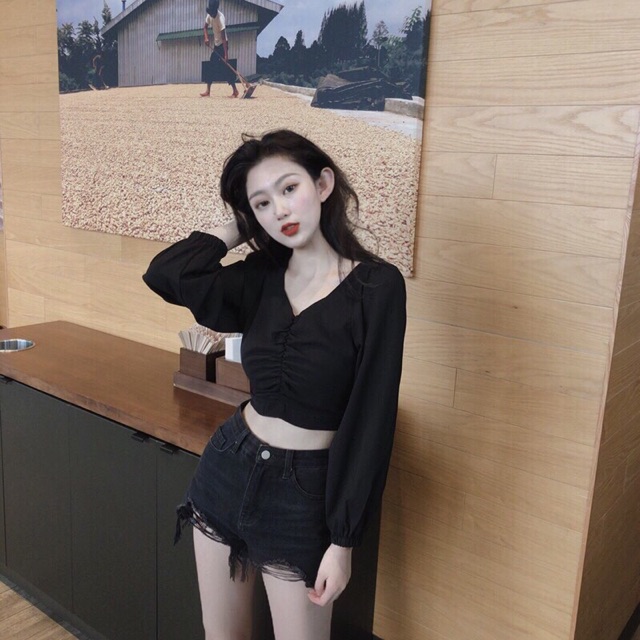 🎈Áo Kiểu Voan Cổ V Dún Ngực | BigBuy360 - bigbuy360.vn