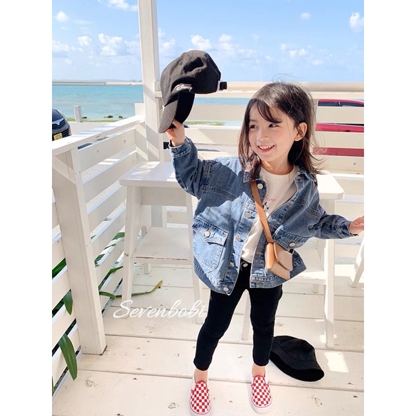 Áo Jeans Khoác Ngoài  Phong Cach Han Quoc Cho Bé  Trai Và  Be Gái  Mặc  Siêu Xinh -A02