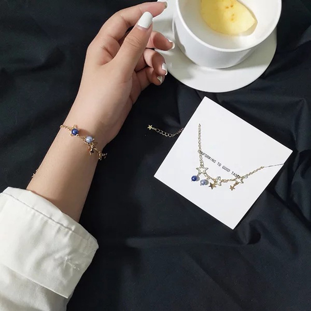 Lắc tay phối mặt hình ngôi sao đơn giản xinh xắn cho nữ