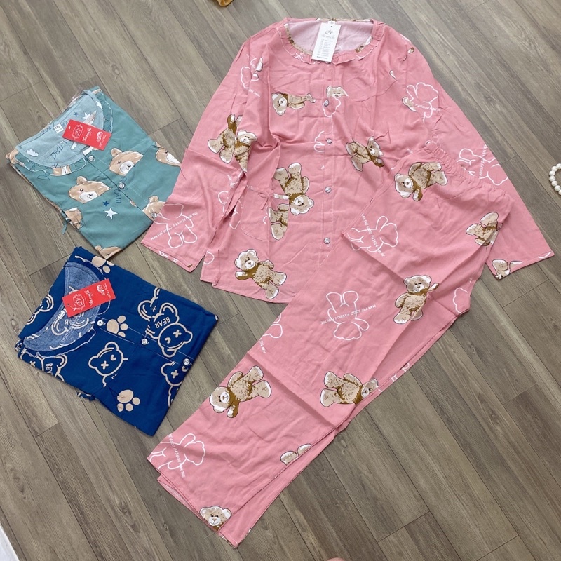 Có sẵn 2XL 3XL Bộ dài tay mặc được cả bầu & sau sinh - Bộ Ở Cữ chất lanh Bigsize