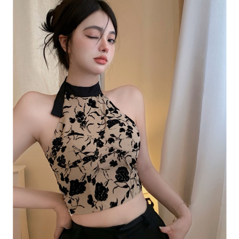 Áo Cổ Yếm Không Tay Thời Trang Mùa Hè Quyến Rũ Cho Nữ