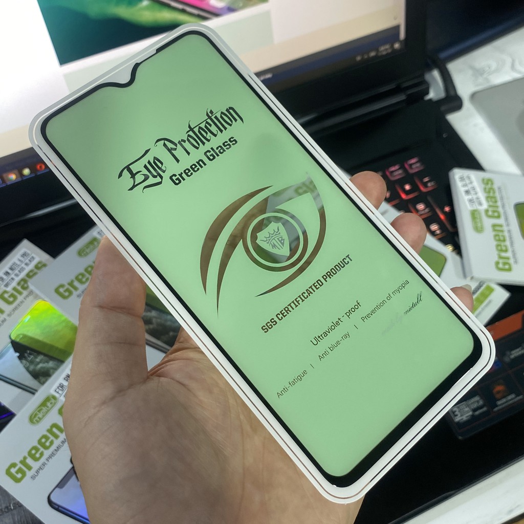 Cường lực Full Eye Green Chống mỏi mắt các dòng Xiaomi A3 - CC9E - Mi 9T / Redmi K20 / Redmi Note 8 - Note 8 Pro - 7-6-5