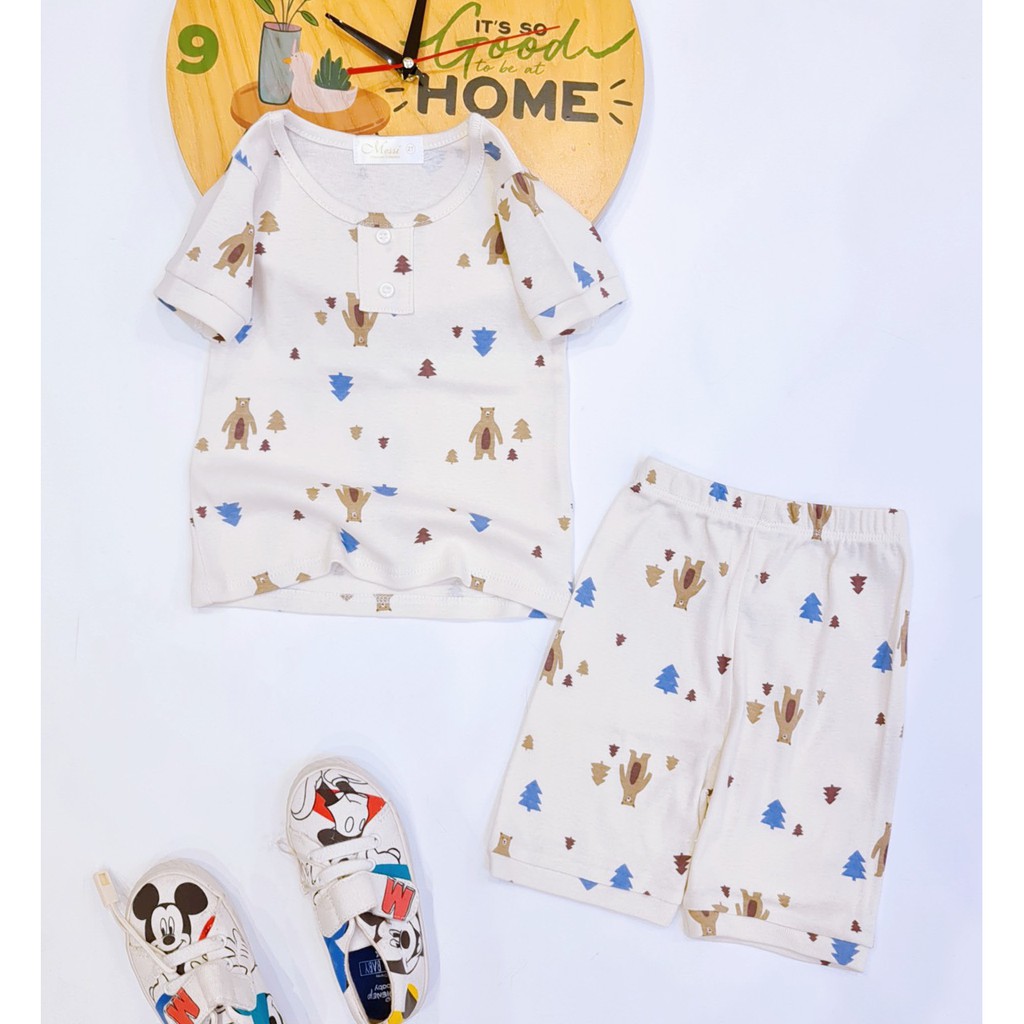 Bộ Ngắn Tay Cotton Thun Cao Cấp Xuất Hàn Bé Trai Phối Nút Trước - HM044 Homikids