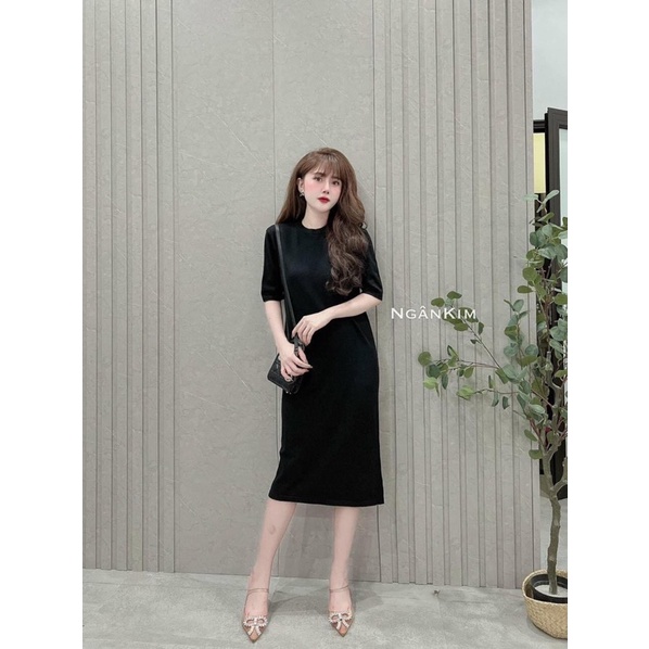 Đầm Len Quảng Châu Dáng Suông Màu Trơn, Váy Len Lông Thỏ Cao Cấp