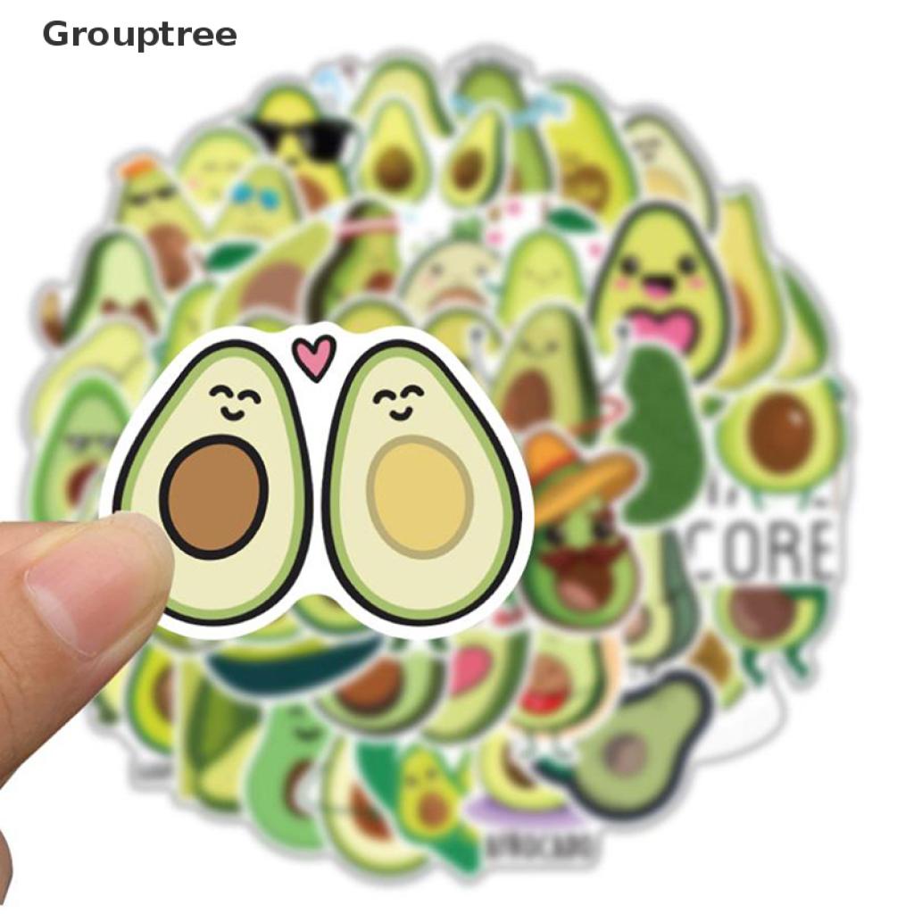 Bộ 50 Miếng Dán Trang Trí Hình Quả Bơ Hoạt Hình Graffiti Độc Đáo