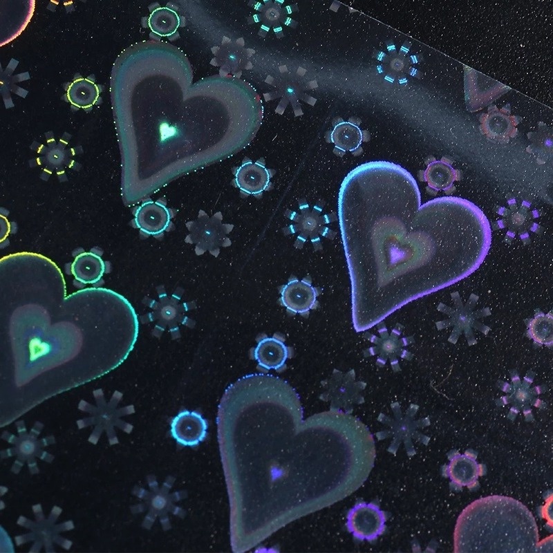 Nhãn Dán Móng Tay Hình Trái Tim/Ngôi Sao Màu Sắc Ngọt Ngào Lấp Lánh