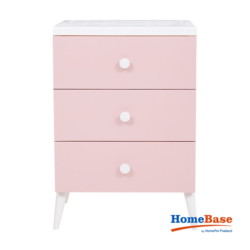 HomeBase STACKO Ngăn kéo nhựa 3 tầng VIVE W58xD40xH85 Cm màu hồng
