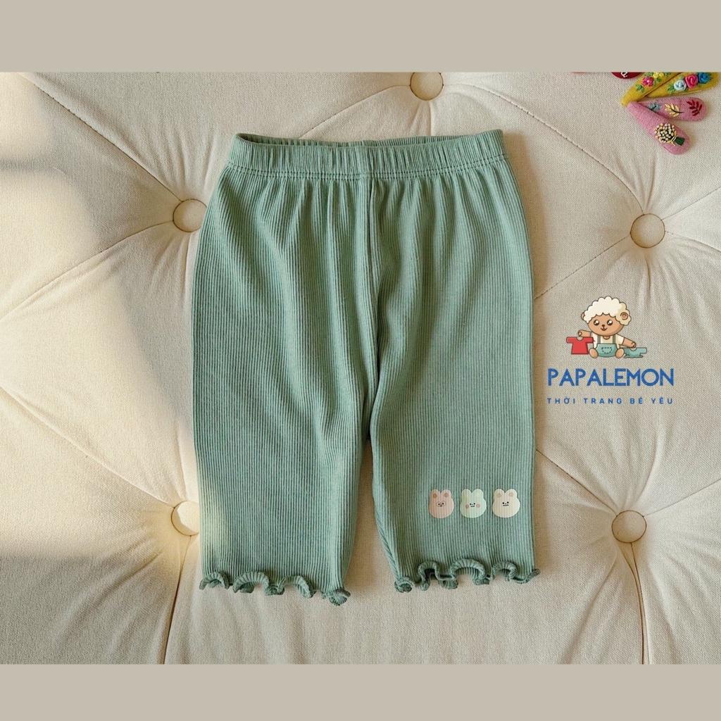 Quần legging cho bé gái, quần legging lửng cho bé có chất liệu cotton tăm mềm mịn, in hình gấu dễ thương, PAPALEMON
