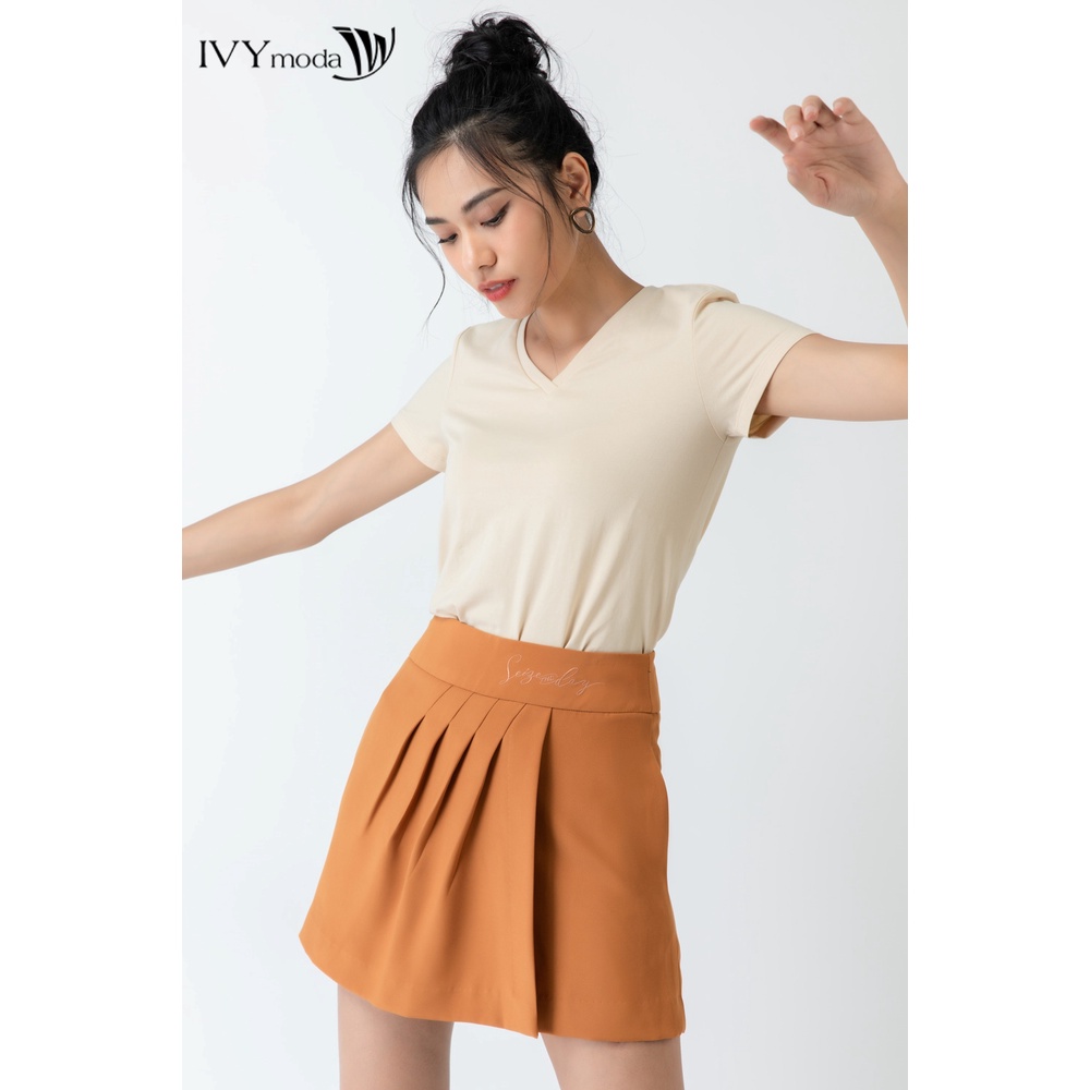 Áo thun nữ trơn cổ V IVY moda MS 57P0155
