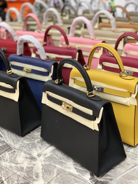 Túi Hm kelly khâu tay size 25 màu trắng