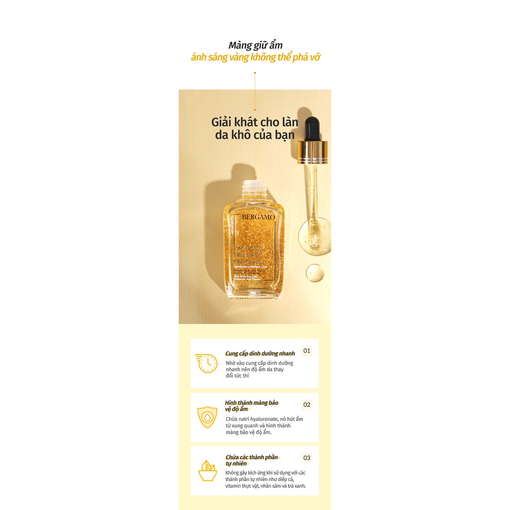 Tinh chất vàng Bergamo 24K Gold Vita Brilliant Ampoule 90ml chăm sóc da mặt