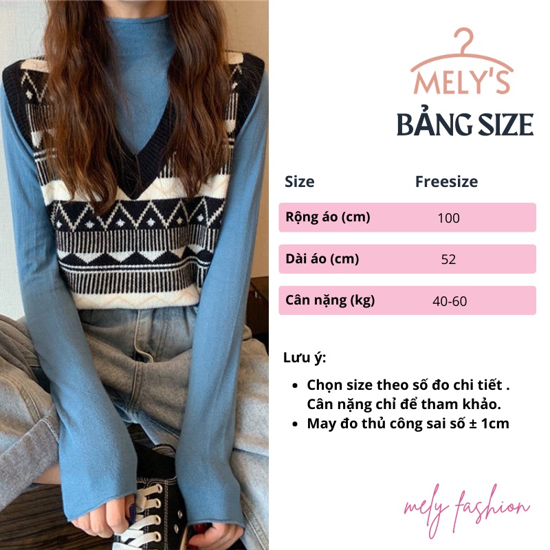 Áo len gile nữ hàn quốc from rộng họa tiết thổ cẩm phong cách Ulzzang xinh xắn Quảng châu LOẠI 1 siêu đẹp AL08