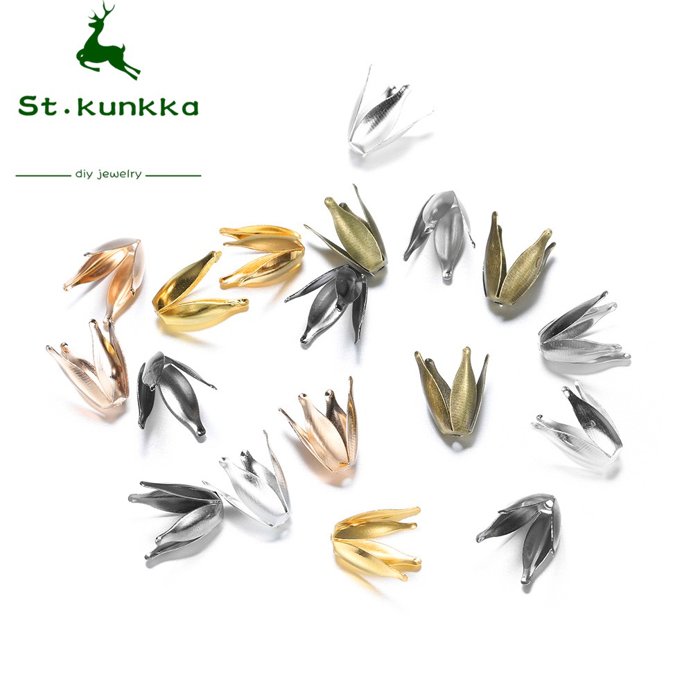 St.kunkka Hạt Cườm Kim Loại Hình Hoa Bằng Bạc / Vàng (100 Chiếc)