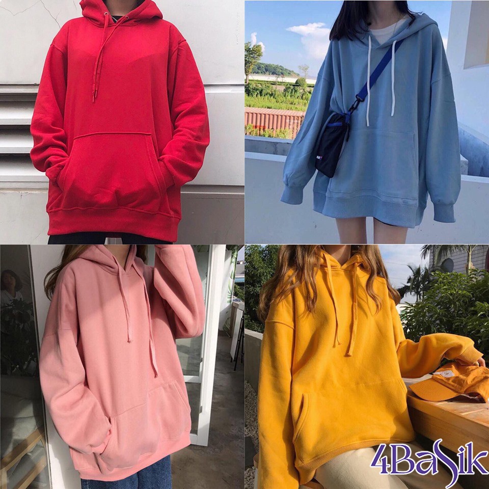 Áo hoodie màu trơn Unisex nam nữ không khoá AHD01