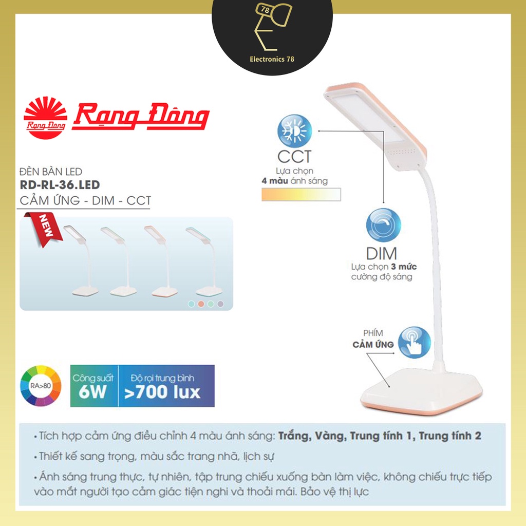 Đèn bàn Led cảm ứng, cao cấp điều khiển 4 màu ánh sáng (RD_RL_36)